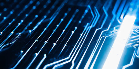 Circuit board background. Electronic computer hardware technology. Integrated communication processor. Information engineering component.の素材