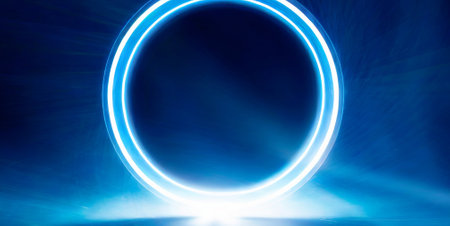 Abstract light background. luminous swirling. Elegant glowing circle.  Sparking particle. Space tunnel. Glossy jellyfish. Colorful ellipse. Glint sphereの素材