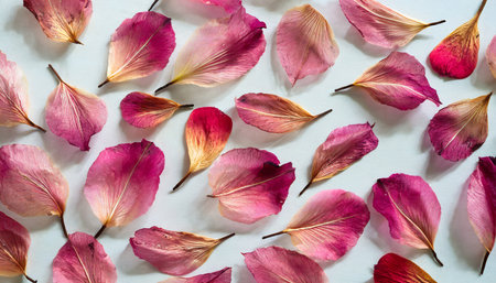pink flower petals on a white background. close-upの素材