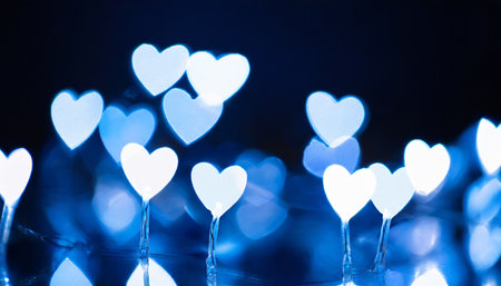 blue heart bokeh background, valentine's day conceptの素材