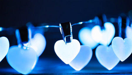 white heart on the blue background. valentine's day conceptの素材