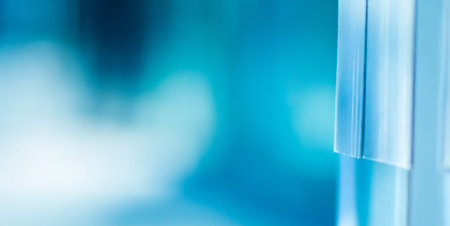 abstract blue background with window glass, shallow depth of field.の素材