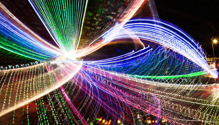 abstract of speed motion light in the night for background used.の素材