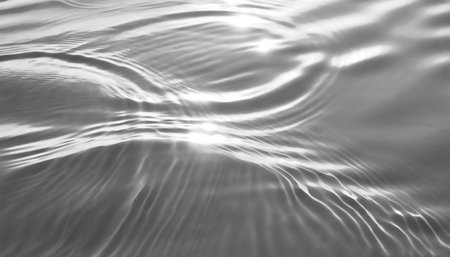 Close up of rippled surface of water in black and whiteの素材