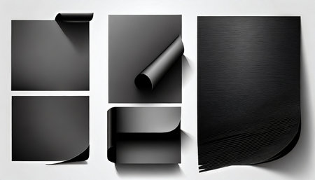 collection of various black corporate identity templates. each one is shot separatelyの素材