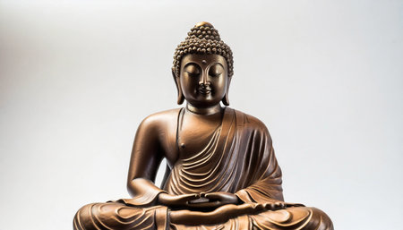 Buddha statue isolated on white background with clipping path, close upの素材