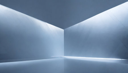 universal abstract futuristic gray blue background with built in lighting for product presentationの素材