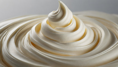 close up of a whipped cream swirl on white background soft focus 3d renderの素材