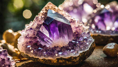 stunning glistening amethyst geode natural semi precious stone crystalの素材
