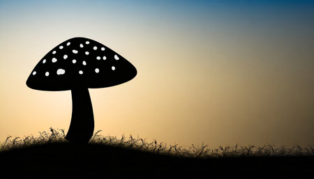 agaric mushroom silhouette icon vector illustrationの素材