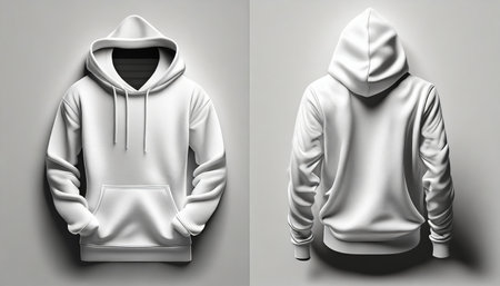 white hoodie with copy space on white background hoodie mockup illustration ai generativeの素材
