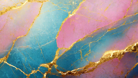 marble gold blue and pink texture backdrop or luxury background feminine beautiful stone surface with golden cracks idea for labels and business cardsの素材
