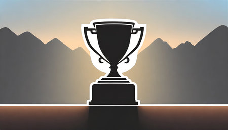 trophy cup icon silhouette vector illustrationの素材