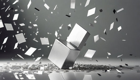 falling rectangular silver confettiの素材