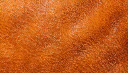 texture of orange natural or artificial leather closeup backgroundの素材