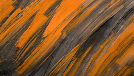 abstract art background dark orange and black colors watercolor painting on canvas with gray strokes and splashの素材