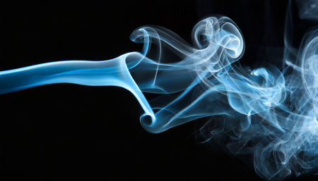 light blue smoke on a black backgroundの素材