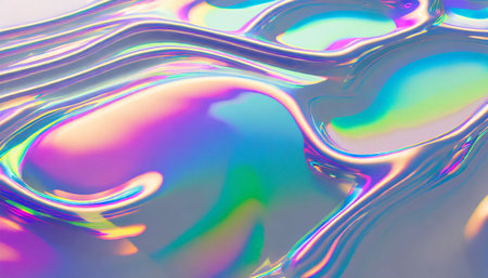 holographic fluid water stream glossy reflection spectrum wavy surface y2k wallpaper background illustration generative aiの素材