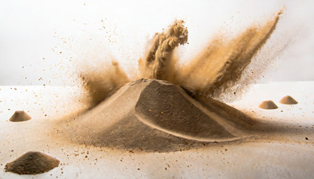 sand on white background stop motion sand explodeの素材