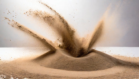 sand on white background stop motion sand explodeの素材