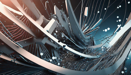 3d render of abstract deatailed shape dynamic futuristic backgroundの素材