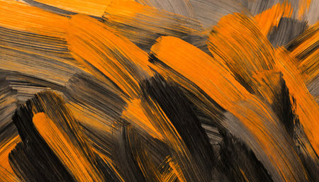 abstract art background dark orange and black colors watercolor painting on canvas with gray strokes and splashの素材