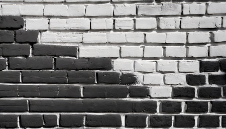 brick wall painted in black and whiteの素材