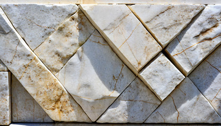 detailed marble stone fragment of limestone wall stone block backgroundの素材