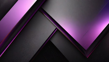 black deep purple abstract modern background for design geometric shape 3d effect lines triangles angles color gradient dark shades colorful metal metallic shineの素材