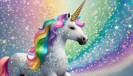 rainbow glitter sparkle birthday mermaid unicorn pony background celebrate party sequin inviteの素材