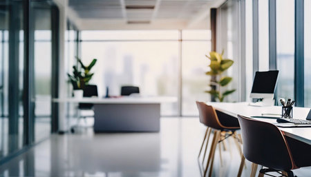 beautiful defocused office background office interior panoramic backgroundの素材