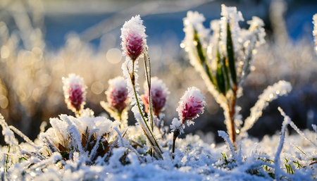 winter scenery with frosty ice flowers snow and crystals generative aiの素材