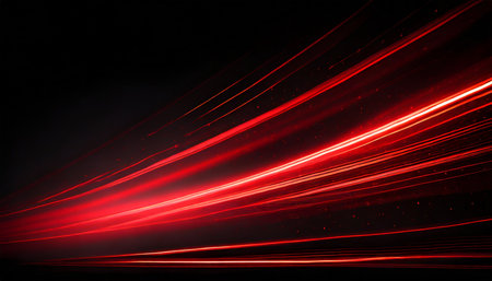 abstract red speed motion lines on black background, futuristic technology backgroundの素材