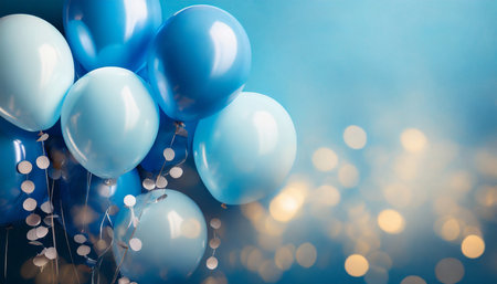 celebration party banner with blue color balloons backgroundの素材