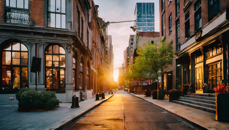 Streets of Boston during sunset.の素材