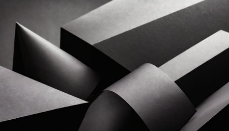 geometric shapes of black paper composition abstractの素材