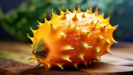 kiwano fruit or horned melon close upの素材