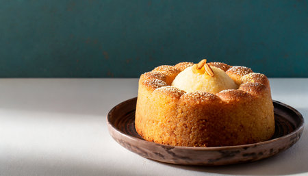 semolina cake banner with minimalist clean copy spaceの素材