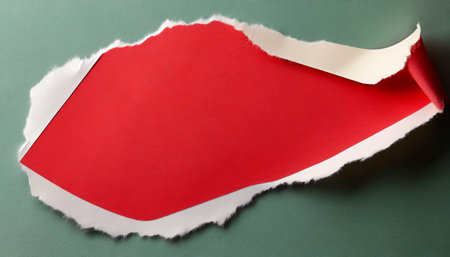 red paper sticker with torn edgesの素材