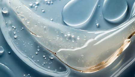 translucent gel like flowing liquid abstract background natural organic renewal cosmetics alternative medicine refreshing cool organic skincare conceptの素材