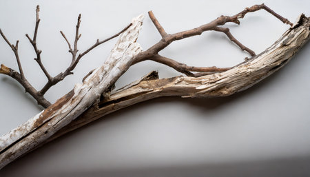 dry tree branch on white background broken branches on white background generative aiの素材