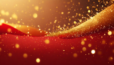 abstract christmas illustration golden particles on red background xmas wallpaper bannerの素材