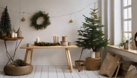 minimal nordic interior design for christmas sustainable celebration ideaの素材