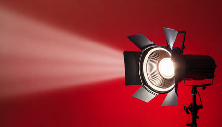spot light on red backgroundの素材