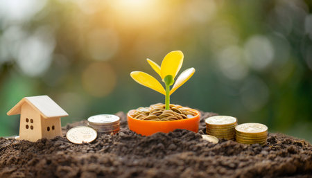 planting the seeds of success the journey of business growth money growth saving and investing concept personal finance background conceptual imagery of financial concepts generative aiの素材