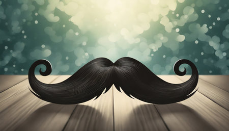 black mustache gentleman curled facial hairstyle barbershop decoration design symbol mustache on background generative aiの素材