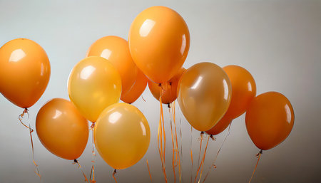 orange balloons on white backgroundの素材