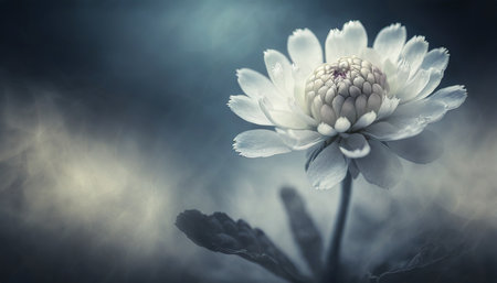 single dreamy surreal white flowerの素材