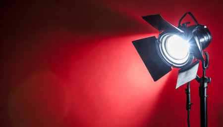 spot light on red backgroundの素材