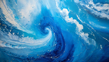 abstract blue ocean swirl modern acrylic painting generative aiの素材